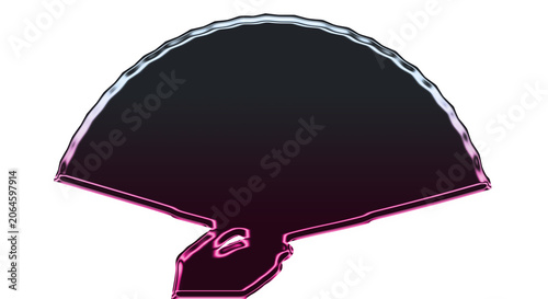 A pink outlined illustration of a black semi-circle object on a clean transparent background