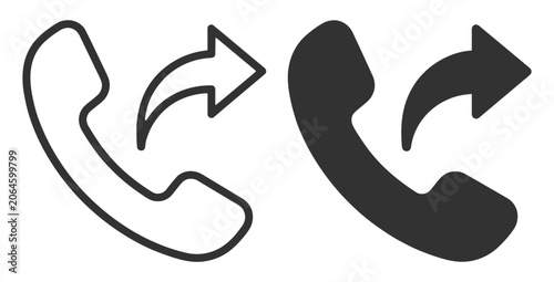 phone call forward icon set in line and solid style communication symbol on transparent background