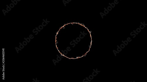 Blazing Circular Fire Frame Against Black Void, Radiant Flames and Spark Effects, Seamless Looping Ring of Fire Animation, Dramatic Abstract Background in 4K