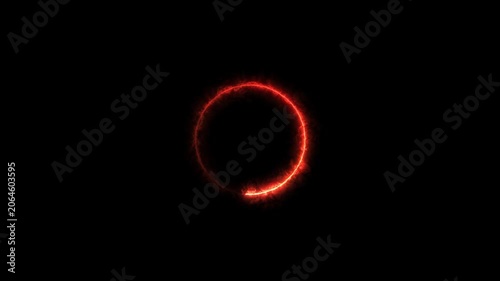 Super Slow Motion Ring of Fire Isolated on Black Background, Blazing Circular Flames, Sparks and Embers, High Speed Cinema Camera 1000 FPS, 4K Seamless Loop Animation