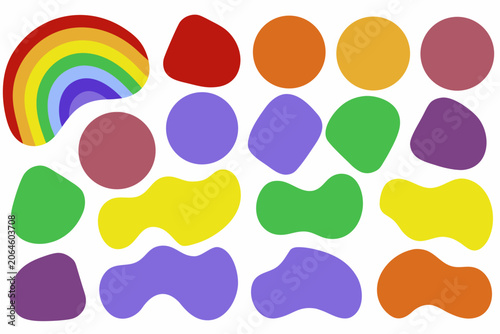 Foto Colorful organic blob shapes and rainbow flat vector illustration