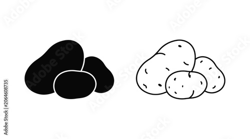 Potatoes Line Art Illustration With Black And White Versions