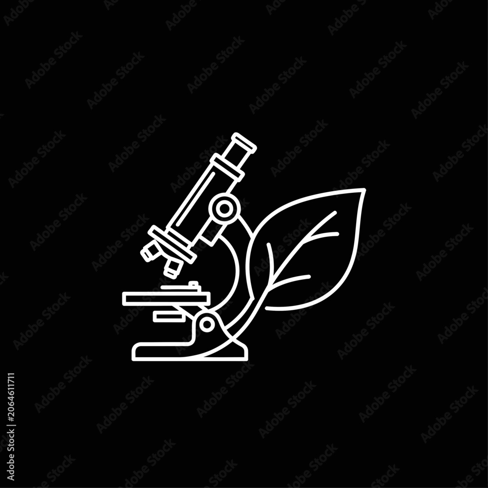 Fototapeta premium Microscope with leaf sample closeup.