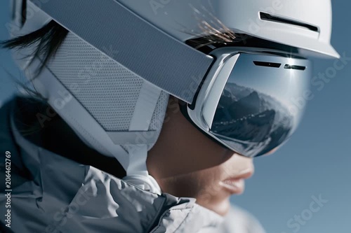 mirrored ski goggles, AI generated video
