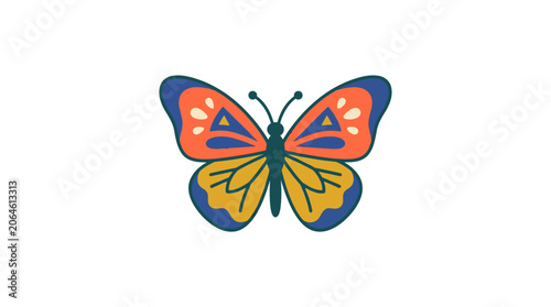 Canvastavla Colorful butterfly illustration with orange and blue wings.