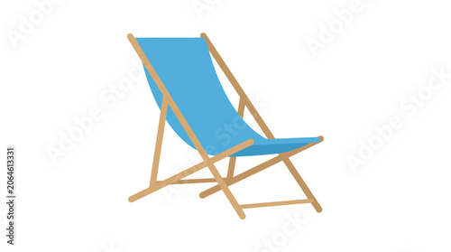 Tableau sur toile Blue wooden folding beach chair for summer relaxation.
