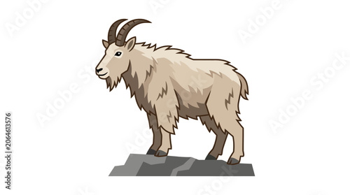 Fotografie Mountain goat standing on a rock isolated on white.