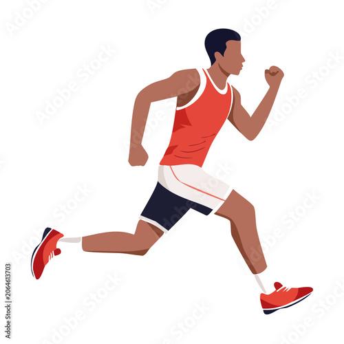 Flat vector illustration of a male runner in motion