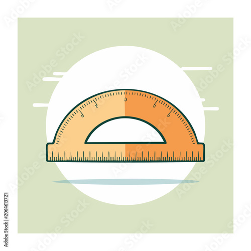 Flat Design Protractor and Ruler Illustration