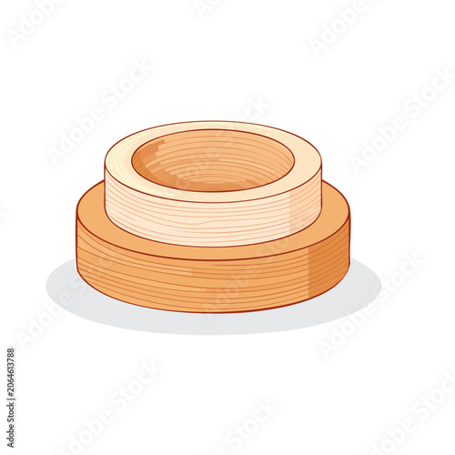 Stacked wooden rings flat illustration