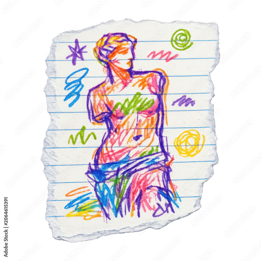 Naklejka premium PNG Colorful sketch of statue