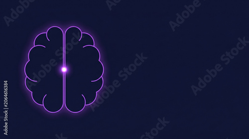 Glowing brain icon on dark background