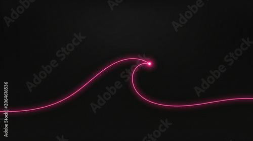 Glowing pink wave light path on dark background