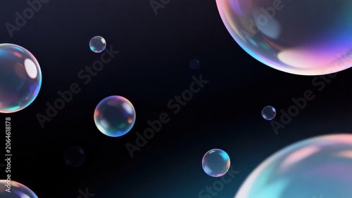 Colorful floating soap bubbles