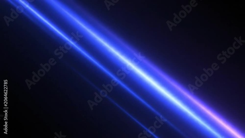 Bright blue diagonal light rays on dark background with lens flare