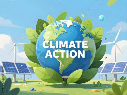 Climate action team working on sustainable energy solutions globally now