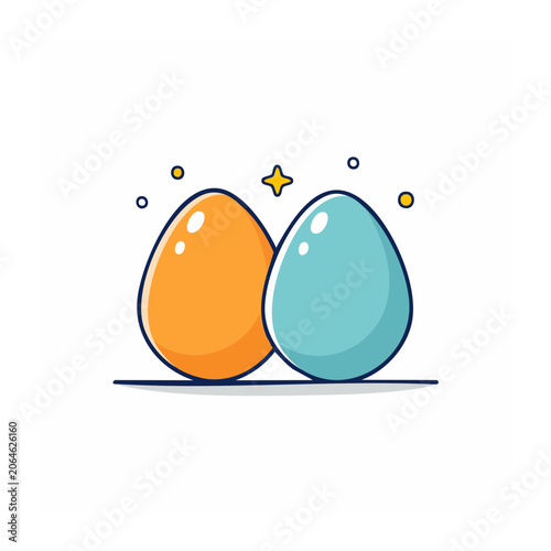 Two colorful eggs in flat design style