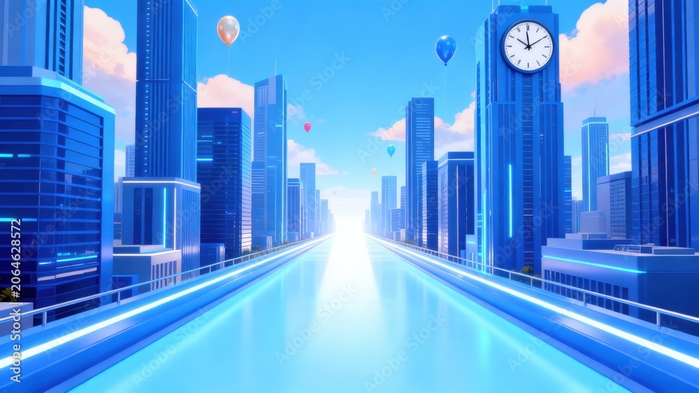 Fototapeta premium Futuristic cityscape with elevated road