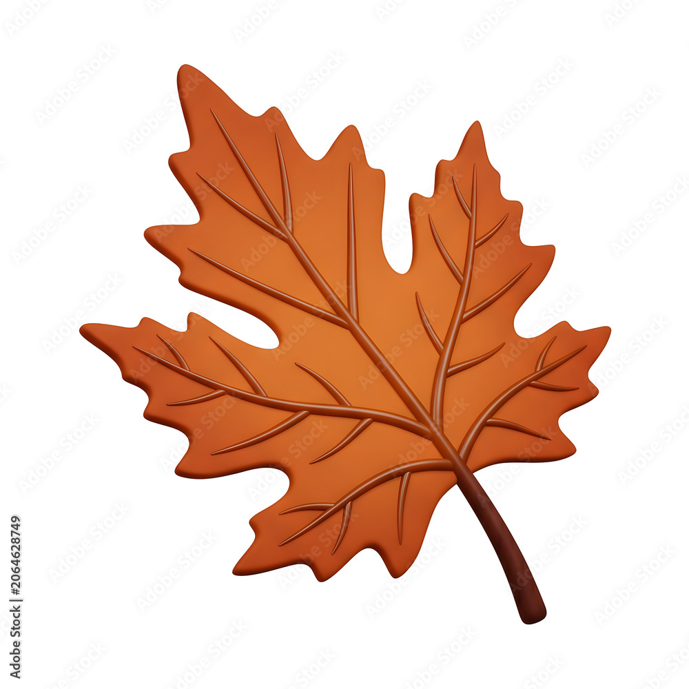 Obraz premium Realistic 3D Orange Maple Leaf Isolated