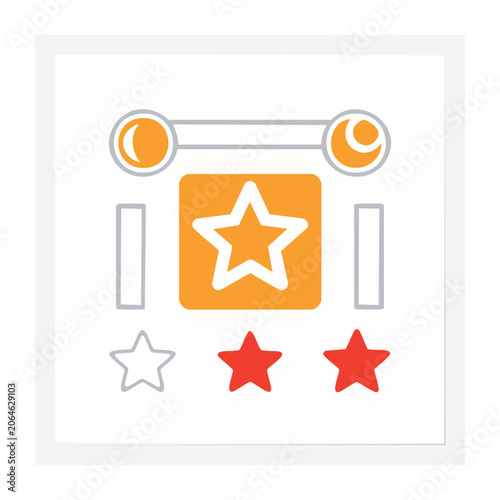 Flat design star rating icon with feedback elements