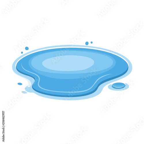 Flat design water puddle with ripples and droplets
