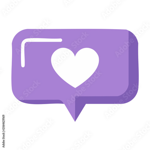 Purple heart icon in speech bubble