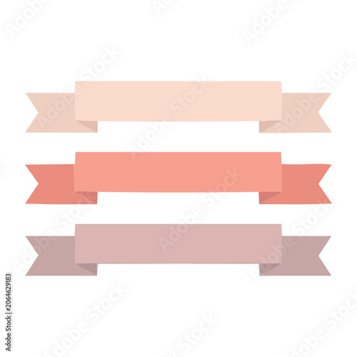 Three flat design ribbon banners in pastel colors