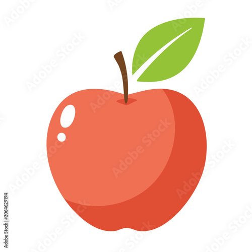 Red Apple with Green Leaf Icon