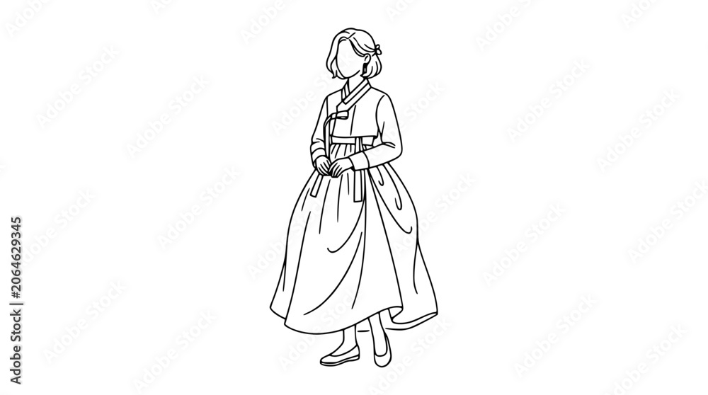 Fototapeta premium Traditional Korean woman wearing a hanbok dress