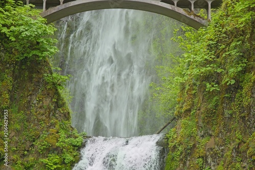 Close View of Multnomah Falls and Benson Bridge