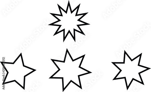 Four different star shapes with varying numbers of points
