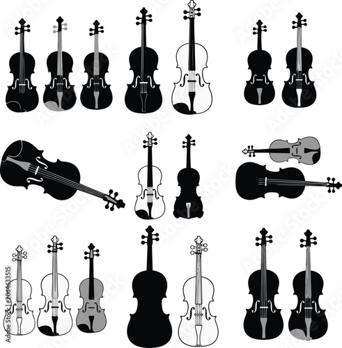 Εκτύπωση καμβά Collection of violin string instruments Vector