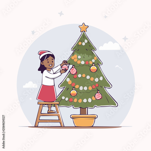 Child Decorating Christmas Tree