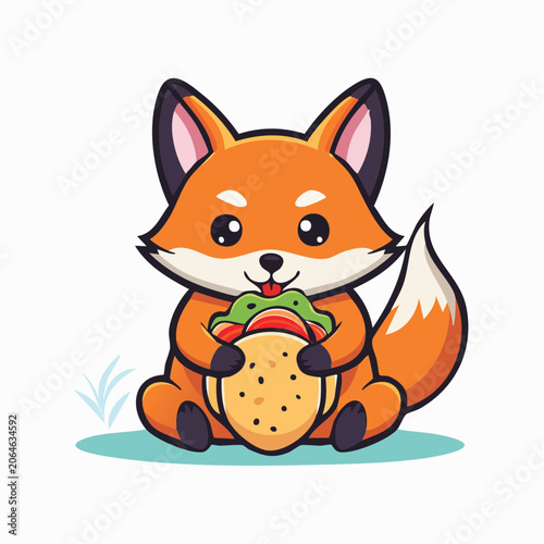 Cute Fox Eating a Burger