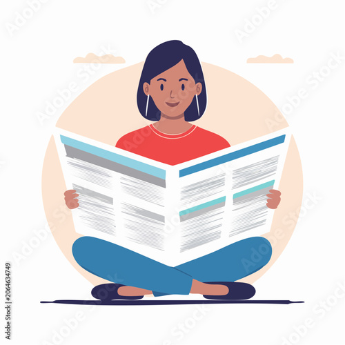 Woman reading newspaper