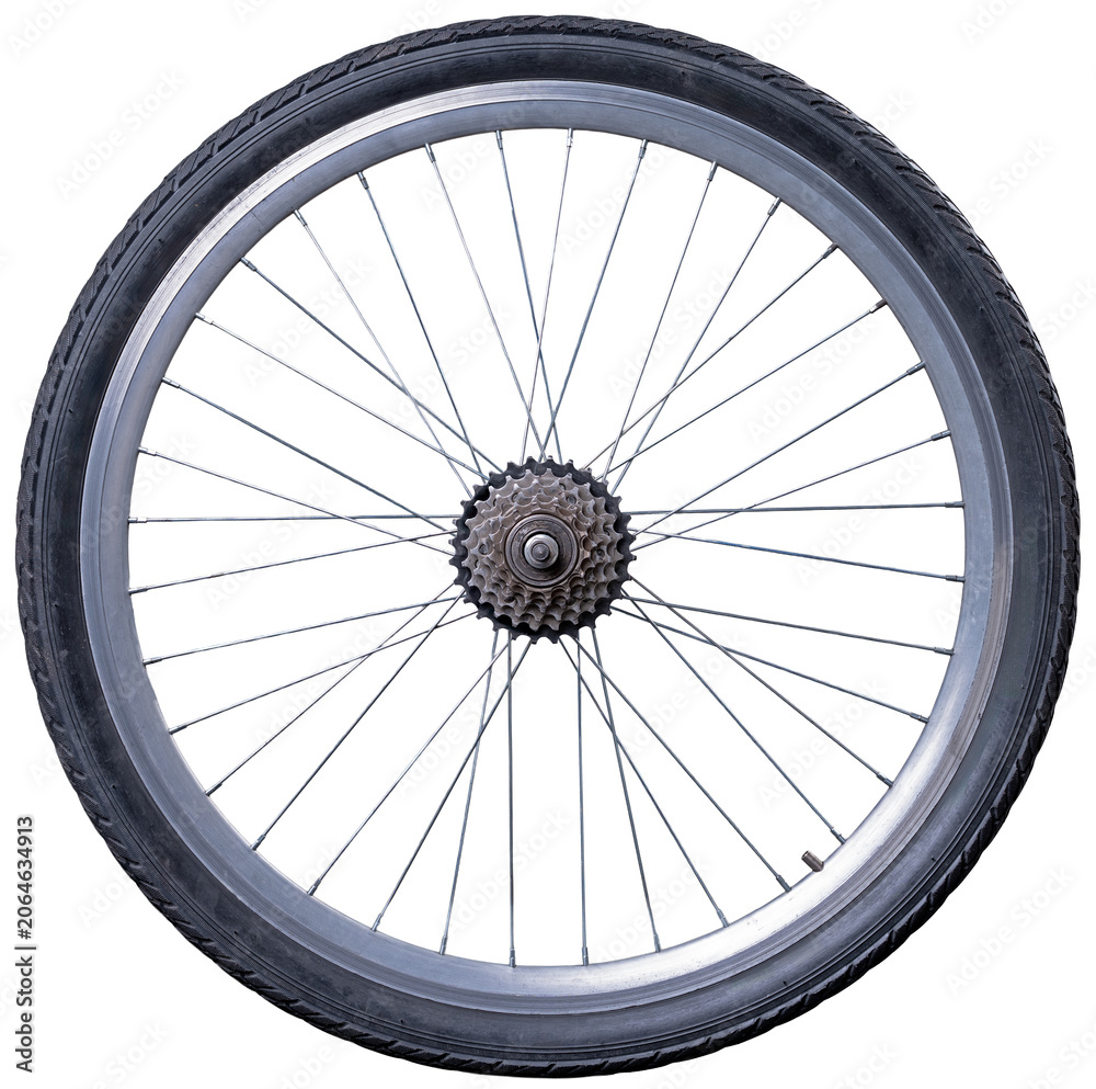 Fototapeta premium Bicycle wheel on an isolated background. 
