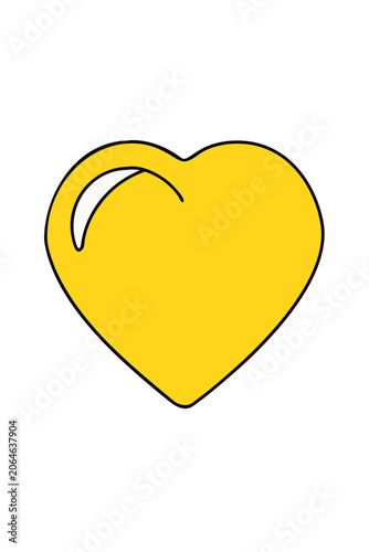 Εκτύπωση καμβά Yellow heart with black outline flat vector illustration on black background