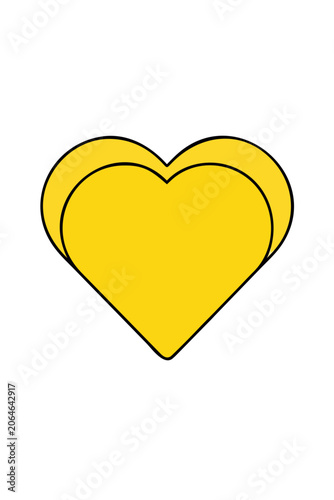 Fényképezés Yellow heart shape with black outline on transparent background