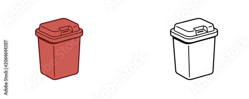 Schilderij op canvas Tattoo sharps disposal container cartoon illustrations in flat colored red and b