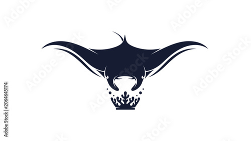 Obraz na płótnie A stylized illustration of a manta ray gracefully hovering over coral