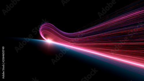 blue glowing light beam with speed motion blur on dark background showing futuristic technology digital energy abstract neon and concept