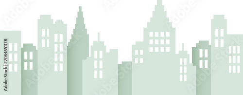 Flat design urban cityscape green city skyline silhouette background illustration