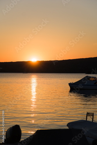 Motorboat at Sunset on Krk Island – Vertical View