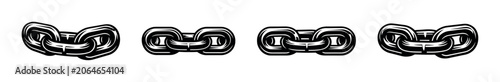 Fotografía Set of four linked metal chains in a graphic, illustrative style