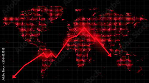 glowing red digital earth globe with heartbeat monitor line on dark background showing global technology cyber network data and concept