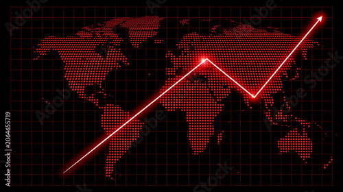 glowing red digital earth globe with heartbeat monitor line on dark background showing global technology cyber network data and concept