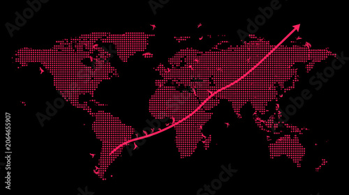 red digital globe with heartbeat pulse line on dark background showing global technology network data cyber concept and world crisis