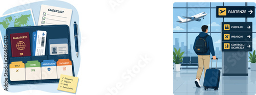 Vsai person traveling by plane preparing for airport departure