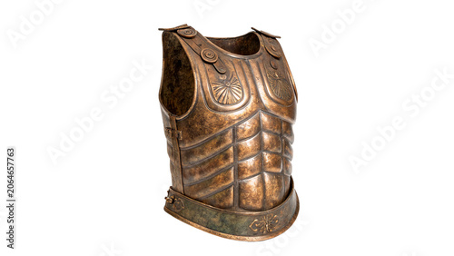Foto Ancient medieval bronze cuirass torso body armor isolated on a transparent backg