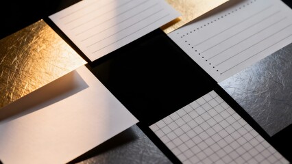 Paper cards with different textures and patterns